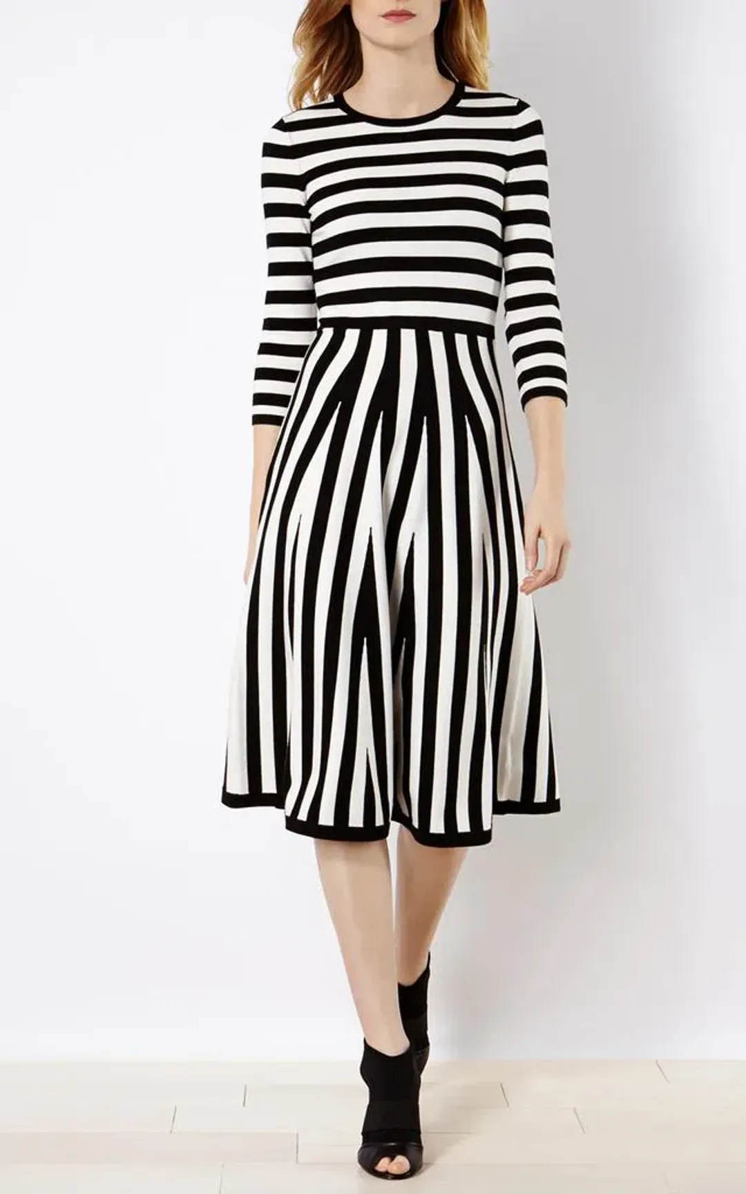Karen Millen Striped Knit Midi Dress Black/White Size L / Au 12 for rent on The Volte - main image