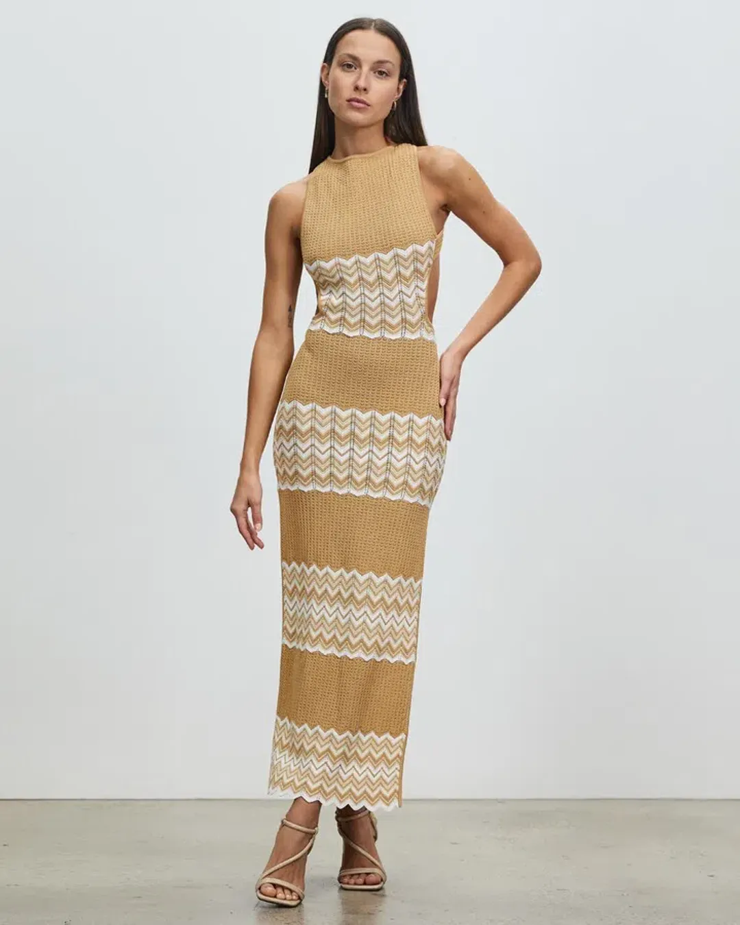 Lover Oslo Maxi Dress Brown Size 6 for rent on The Volte - main image