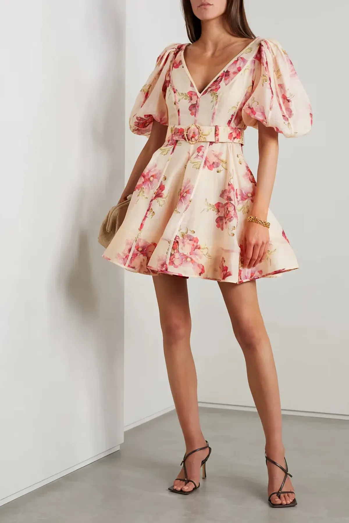 Zimmermann High Tide Puff Sleeve Mini Dress Floral Size 0/AU 8 for rent on The Volte - main image