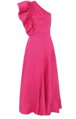Aje Bonjour Asymmetric Midi Dress Pink Size 8 / S for rent on The Volte - image 6