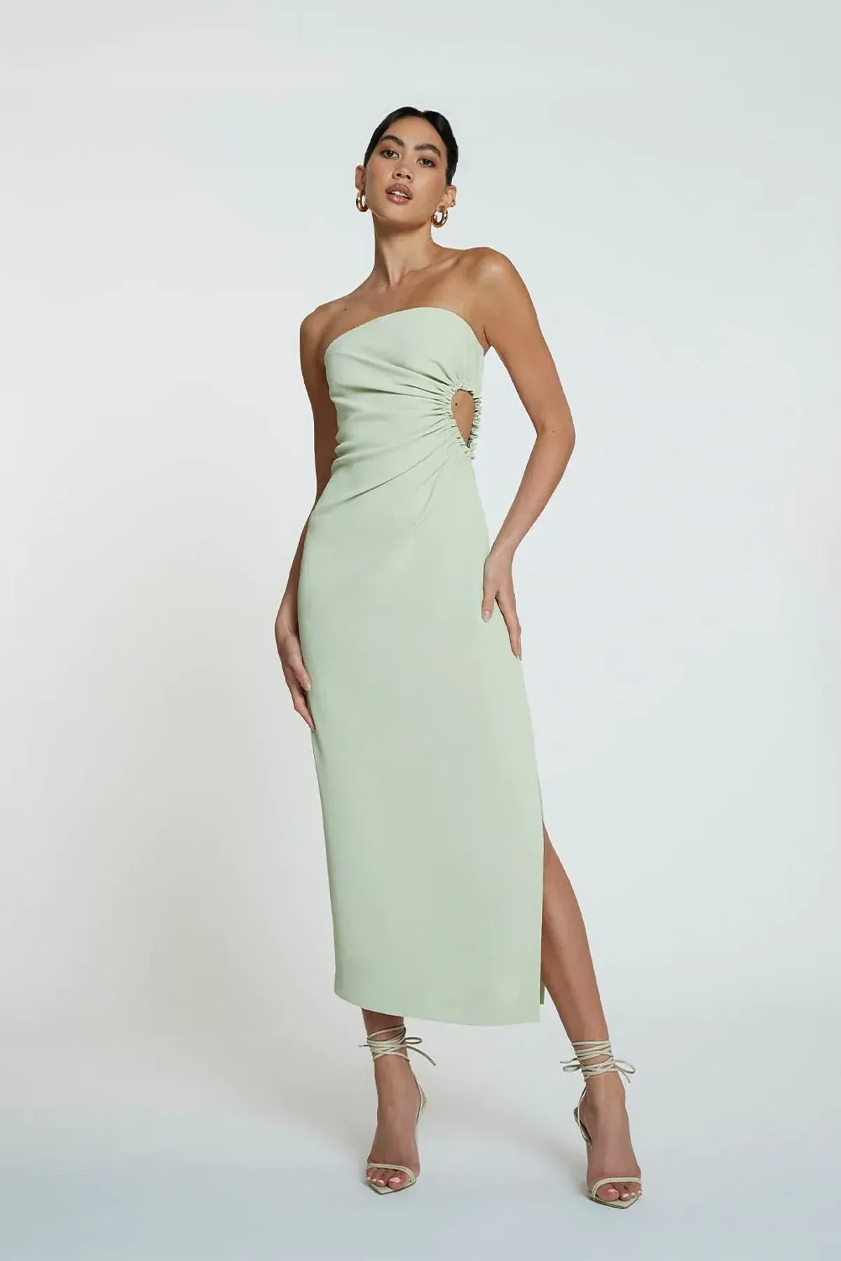 By Johnny Selena Strapless Midi Dress Avocado Green Size 10 / M for rent on The Volte - main image