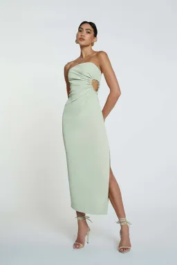 By Johnny Selena Strapless Midi Dress Avocado Green Size 10 / M for rent on The Volte - image 4