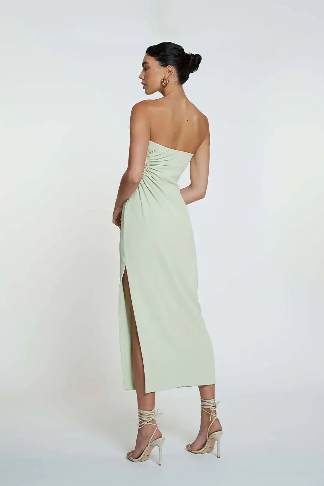 By Johnny Selena Strapless Midi Dress Avocado Green Size 10 / M for rent on The Volte - main image