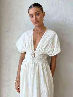 Sovere Lucid Midi Dress in Porcelain Size 10 / M for rent on The Volte - image 4