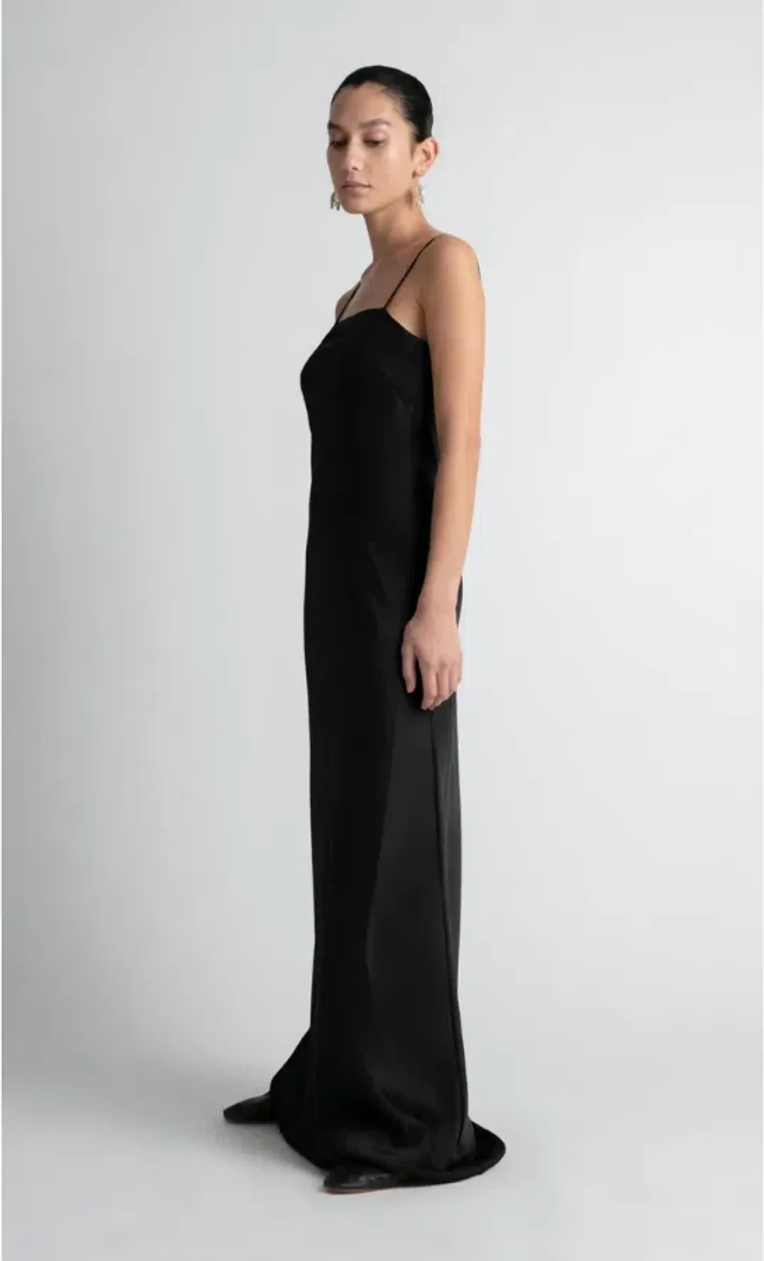 Camilla and Marc Miranda Square Neck Satin Maxi Dress Black Size 6 for rent on The Volte - main image