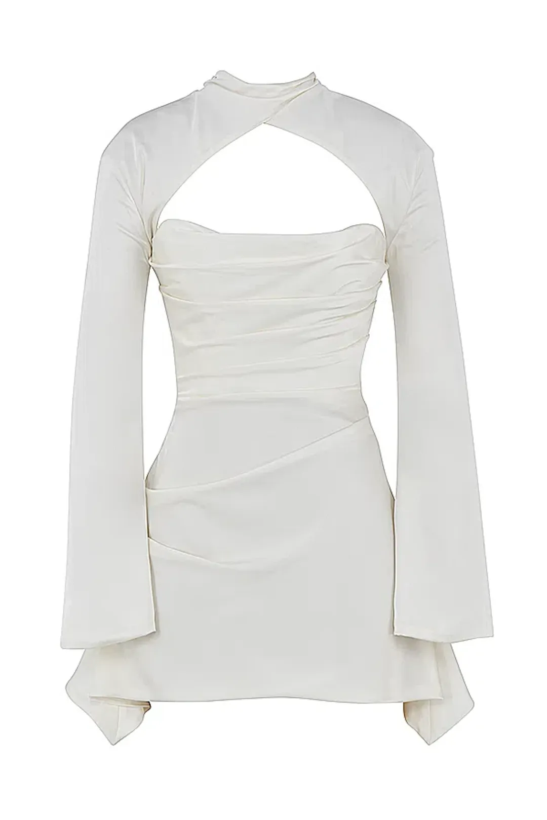 House of CB Toira Draped Corset Mini Dress White Size 8 for rent on The Volte - main image