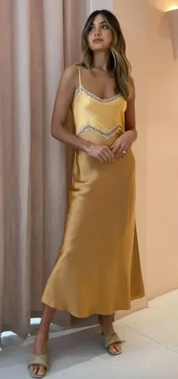 Ginia Hope MIdi Dress Nectarine/Sandstone Size 8 / XS for rent on The Volte - image 2