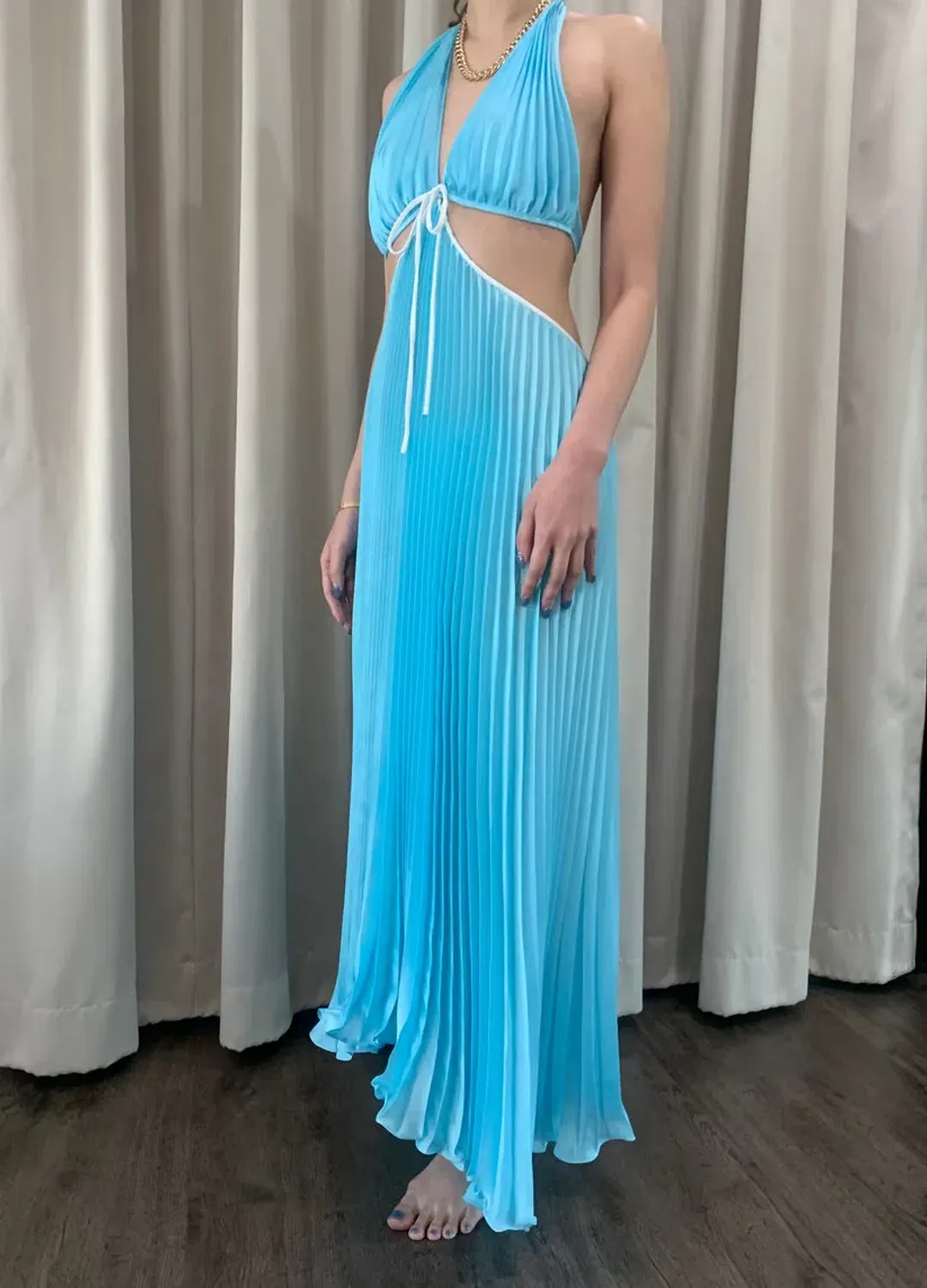 Onarin Ms. Pleat Cut-Out Dress Blue Size S / Au 8 for rent on The Volte - main image