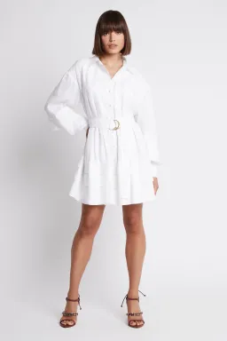 Aje Recurrence Belted Smock Dress White Size 10 / M for rent on The Volte - image 1