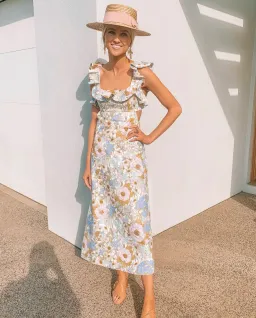 Zimmermann Super Eight Frilled Midi Dress Floral Size 2 / AU 12 for rent on The Volte - image 1