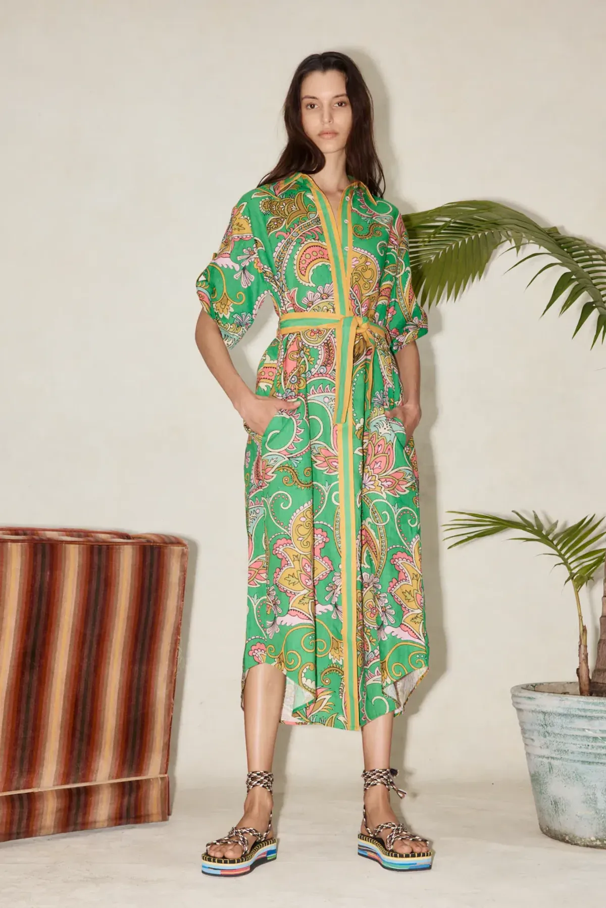 Alemais - Marion Shirt Dress Print - Size 12 for rent on The Volte - main image