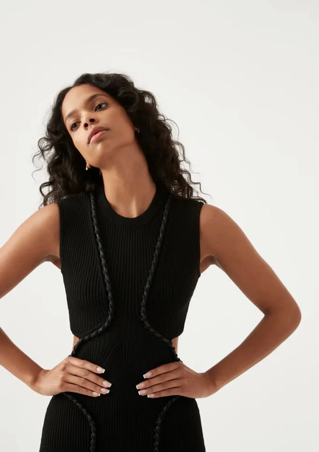 AJE Arp Cut Out Midi Dress Black Size S / Au 8 for rent on The Volte - main image