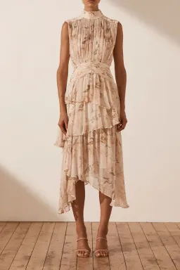 Shona Joy Nina Midi Dress Blush/Multi Size 8 for rent on The Volte - image 1