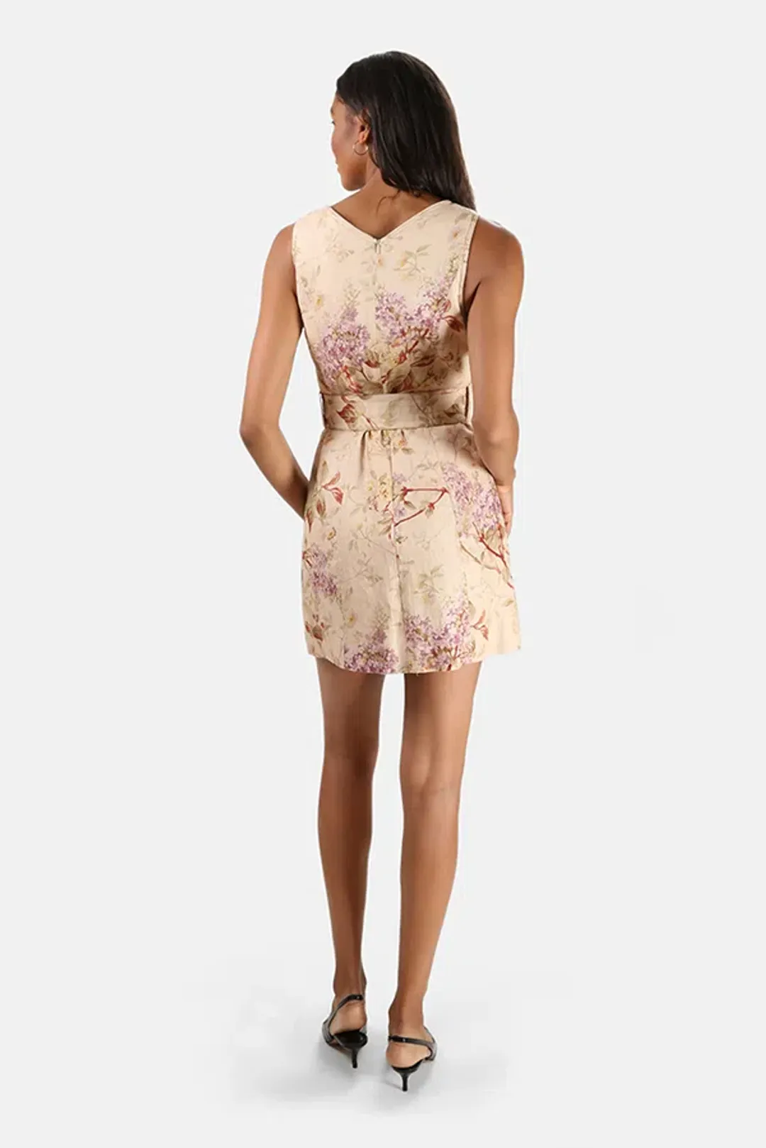 Zimmermann Sabotage Belted Mini Dress Cream Wisteria Size 0/Au 8 for rent on The Volte - main image