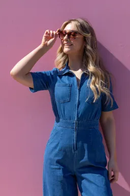 Frock Me Out Denim Freestyler Jumpsuit Vintage Wash Size 18 for rent on The Volte - image 2