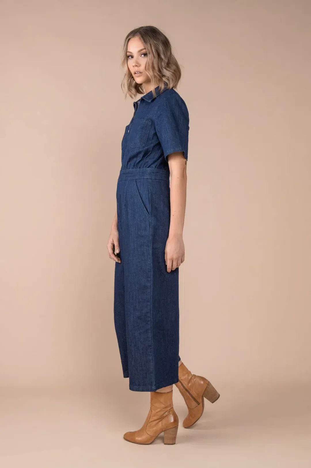 Frock Me Out Denim Freestyler Jumpsuit Dark Indigo Size 18 for rent on The Volte - main image