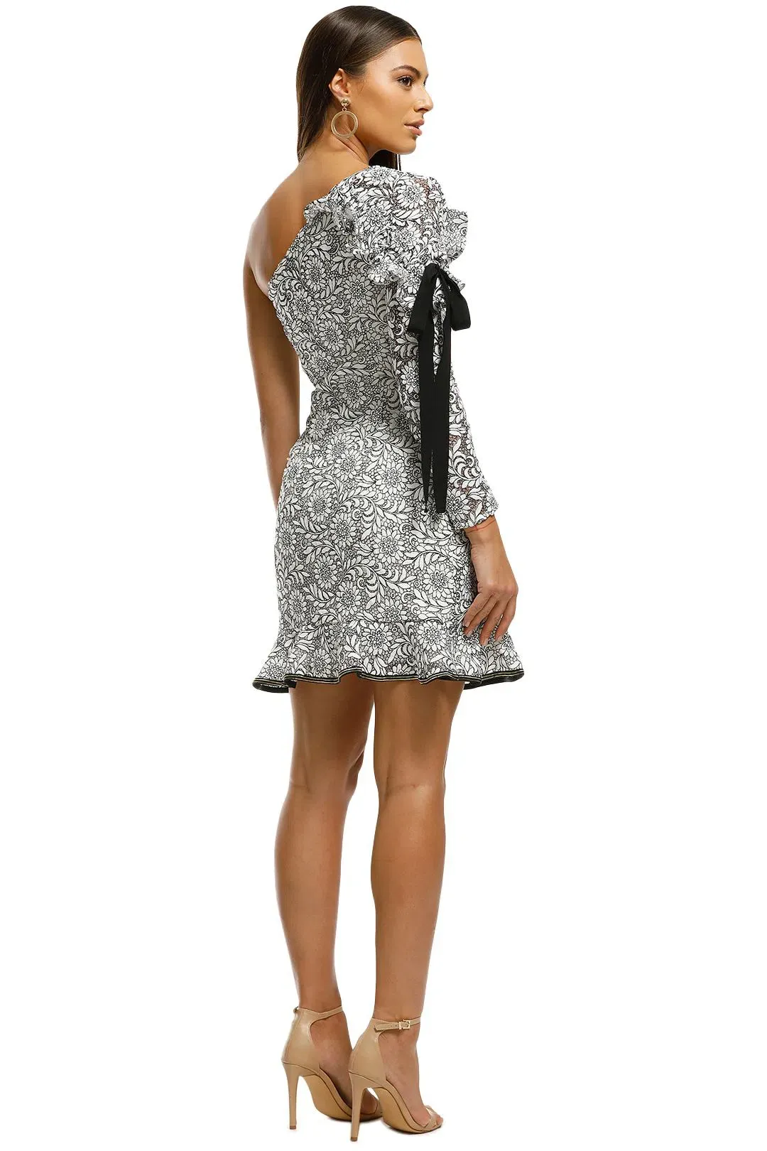 Rebecca Vallance Sophia One Shoulder Dress White Floral Size 8 for rent on The Volte - main image