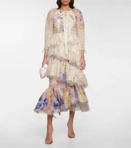 Zimmerman Rhythmic Asymmetric Organza Midi Dress Floral Size 1/Au 10 for rent on The Volte - image 1