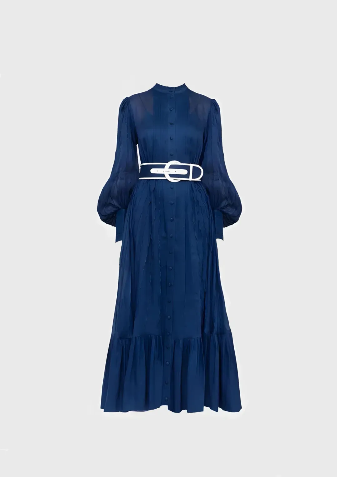 Leo and Lin Cambridge Dress with Belt Blue Size AU 12 for rent on The Volte - main image