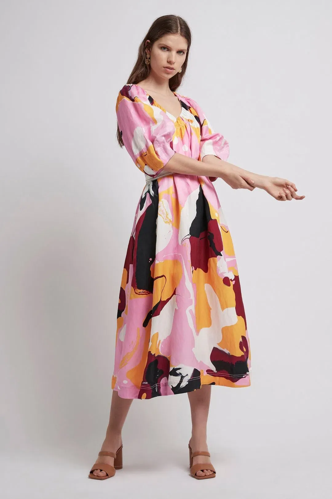Aje Psychedelia Smock Dress Midi Dress Print Size 6 for rent on The Volte - main image