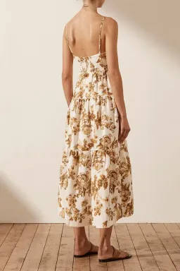 Shona Joy Bella Lined Corded Tiered Midi Dress Print Size 10 for rent on The Volte - image 3