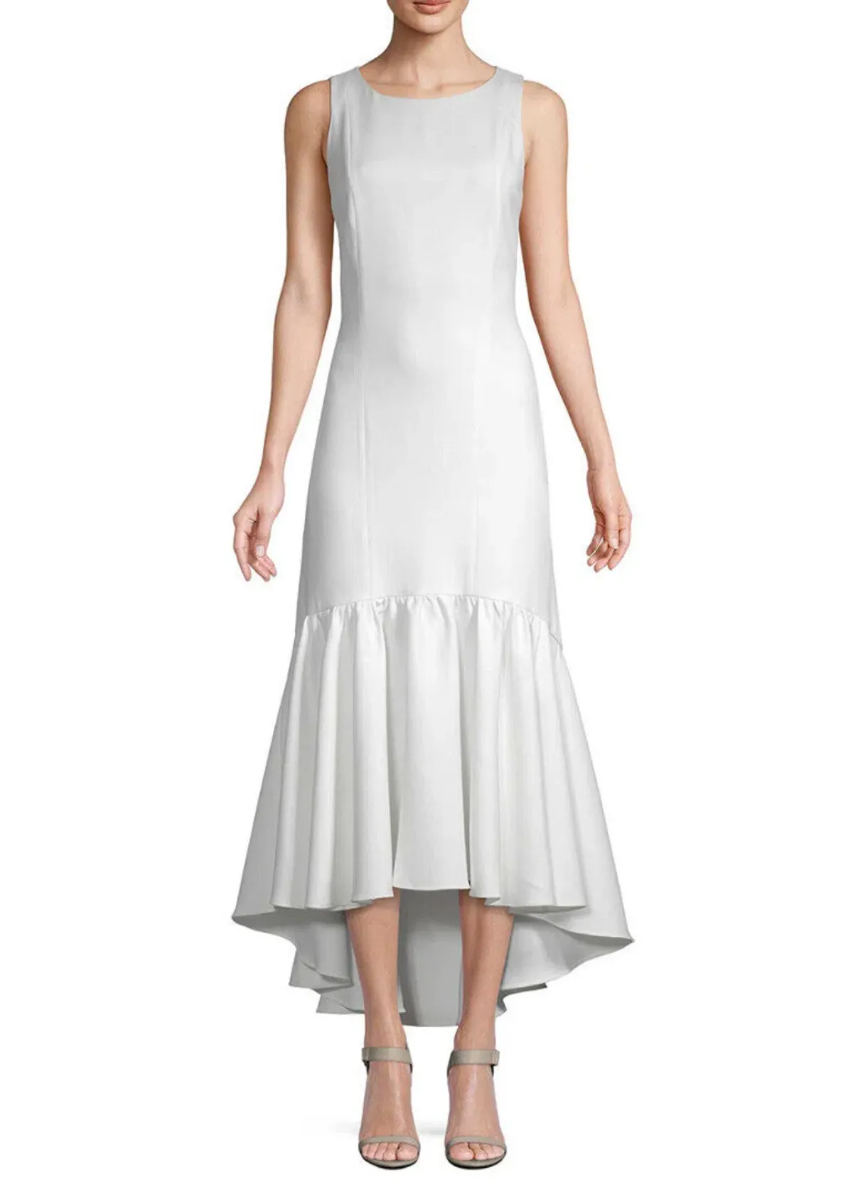 White Story Amani Frill Hem Dress in White Size 10  for rent on The Volte - main image