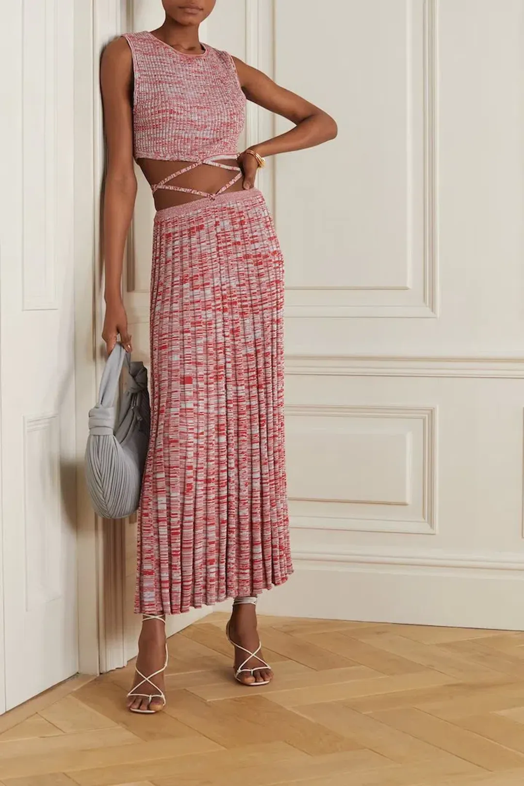 Christopher Esber Knit Tie Top and Skirt Set Terracotta/Blue Size XS / Au 6 for rent on The Volte - main image