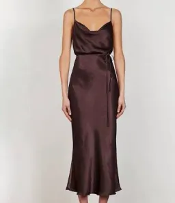 Shona Joy La Lune Bias Cowl Midi Dress Brown Size 10 / M for rent on The Volte - image 4