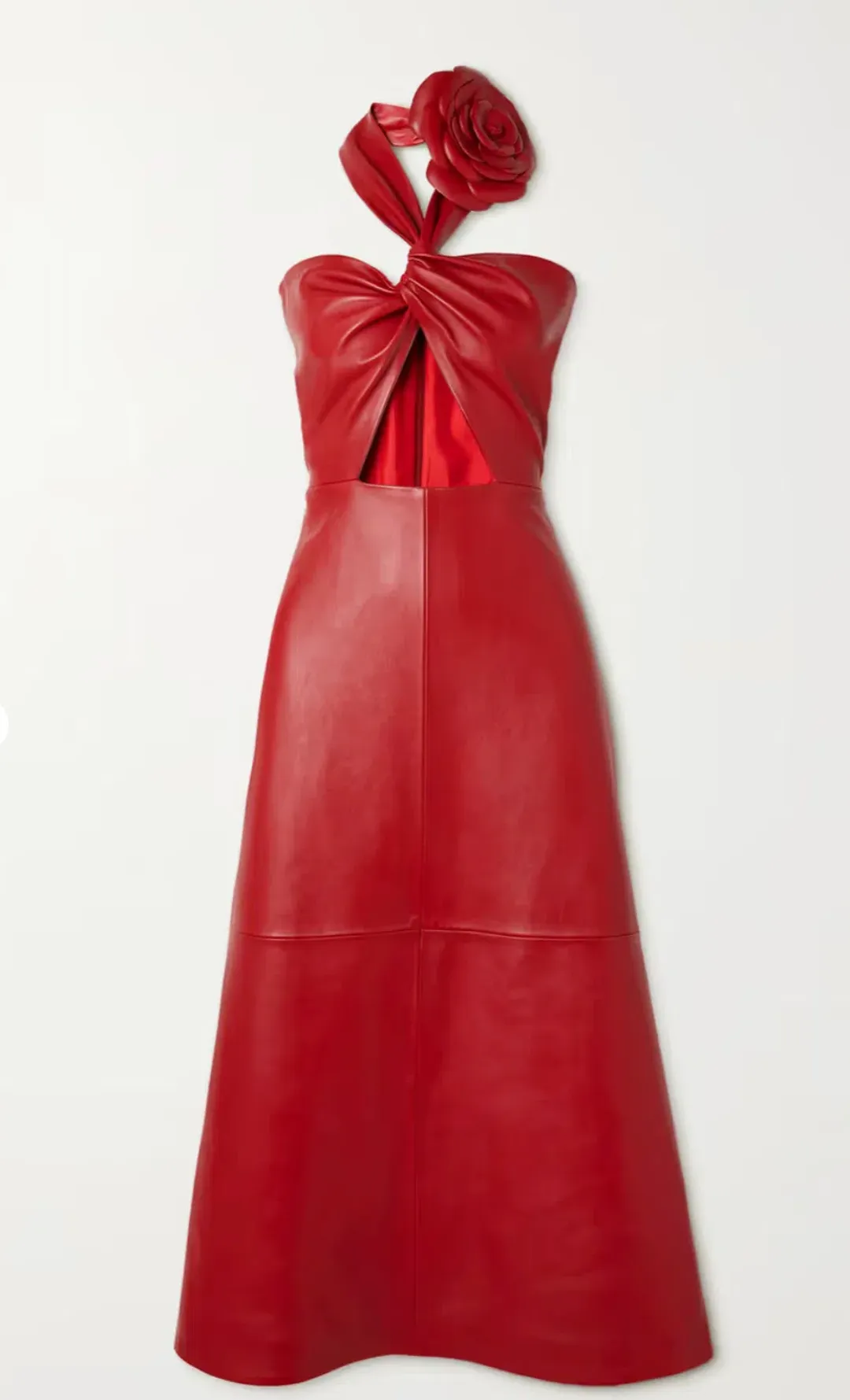 Magda Butrym Embellished Cutout Leather Halter Neck Midi Dress Red Size 36 / Au 8 for rent on The Volte - main image