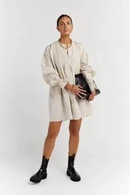 Dissh India Linen Mini Dress Natural Size 6 for rent on The Volte - image 1