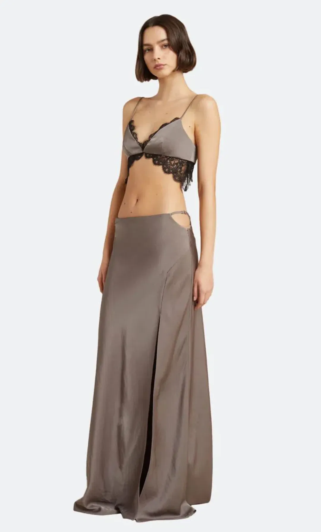 Bec & Bridge Camille Top Size 10 and Maxi Skirt Size 8 Set Pewter Silver  for rent on The Volte - main image