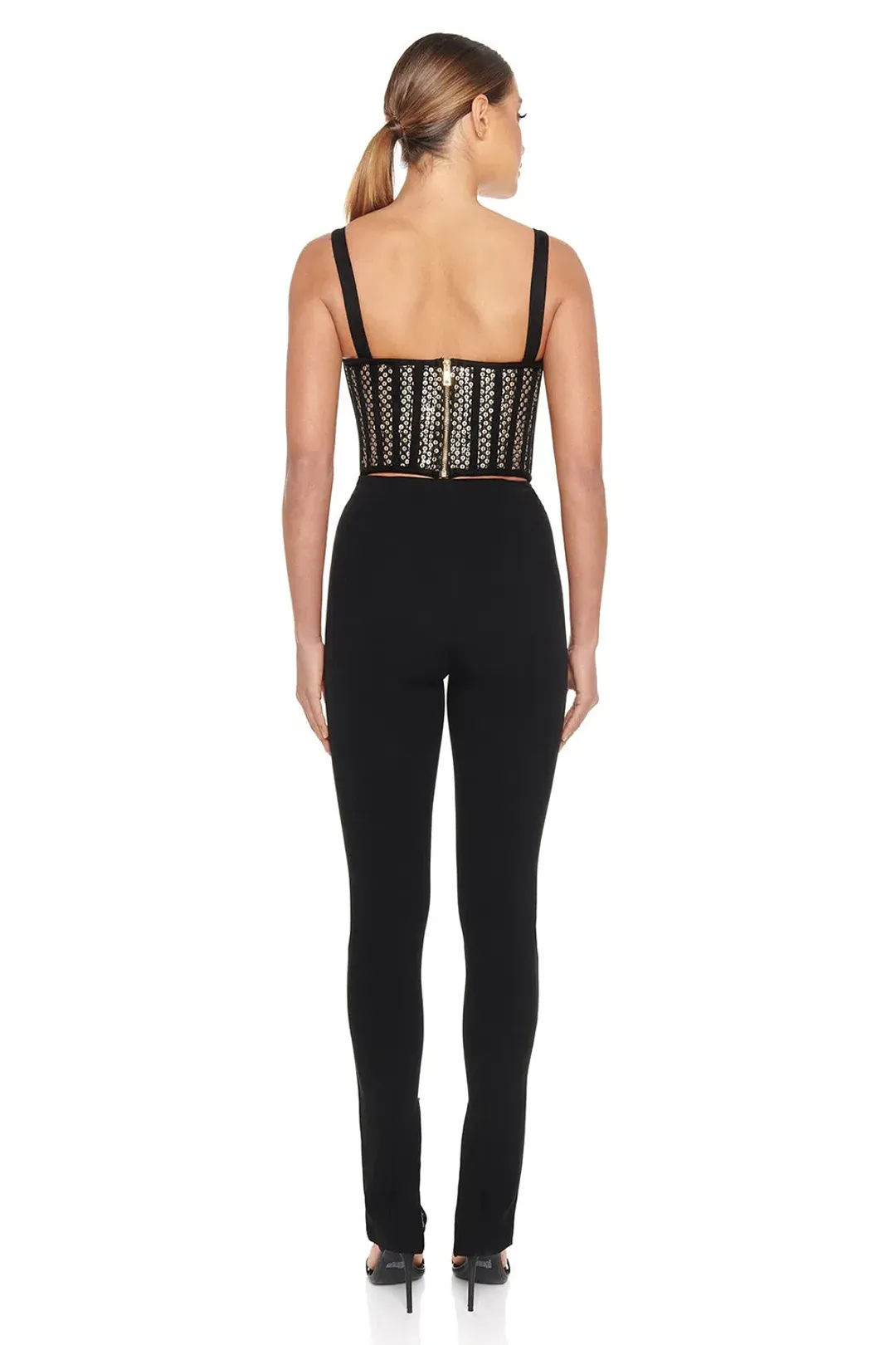 Eliya the Label The Zayna Corset Top Black/Silver Sequin Size XS/AU 6 for rent on The Volte - main image