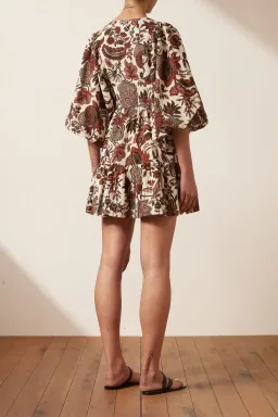 Shona Joy Catalina Plunged Neck Balloon Sleeve Mini Dress Print Size 8 for rent on The Volte - image 3