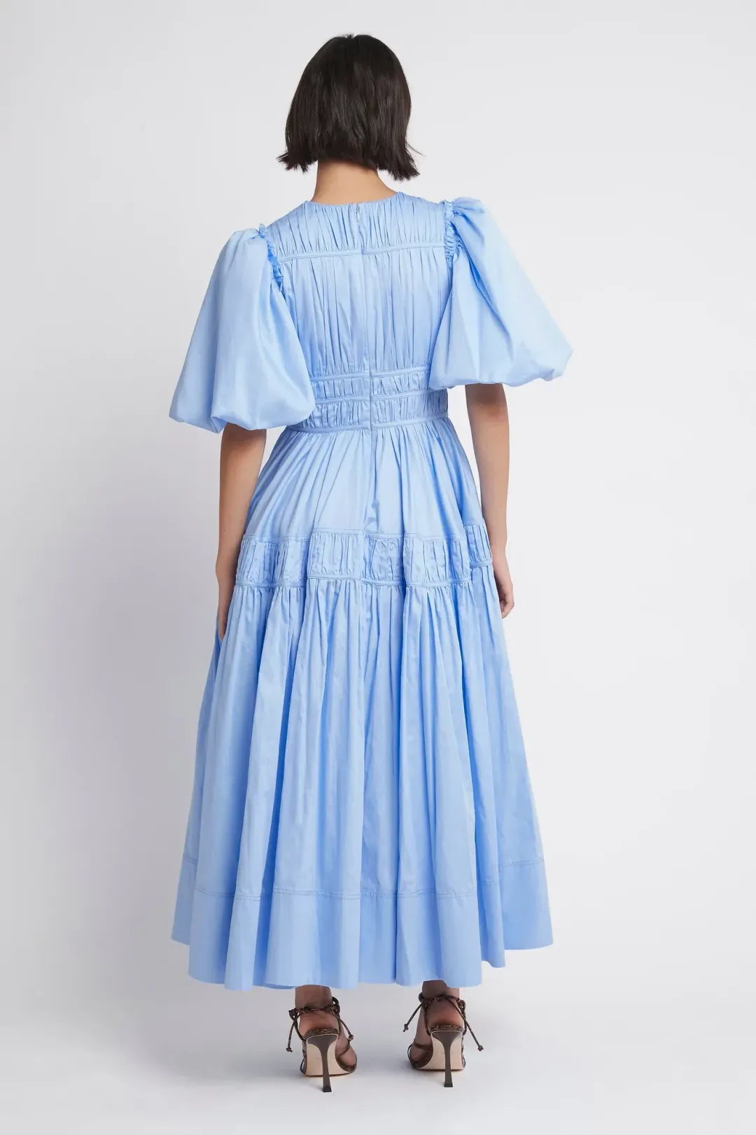 Aje Fallingwater Gathered Midi Dress Powder Blue Size 8 for rent on The Volte - main image