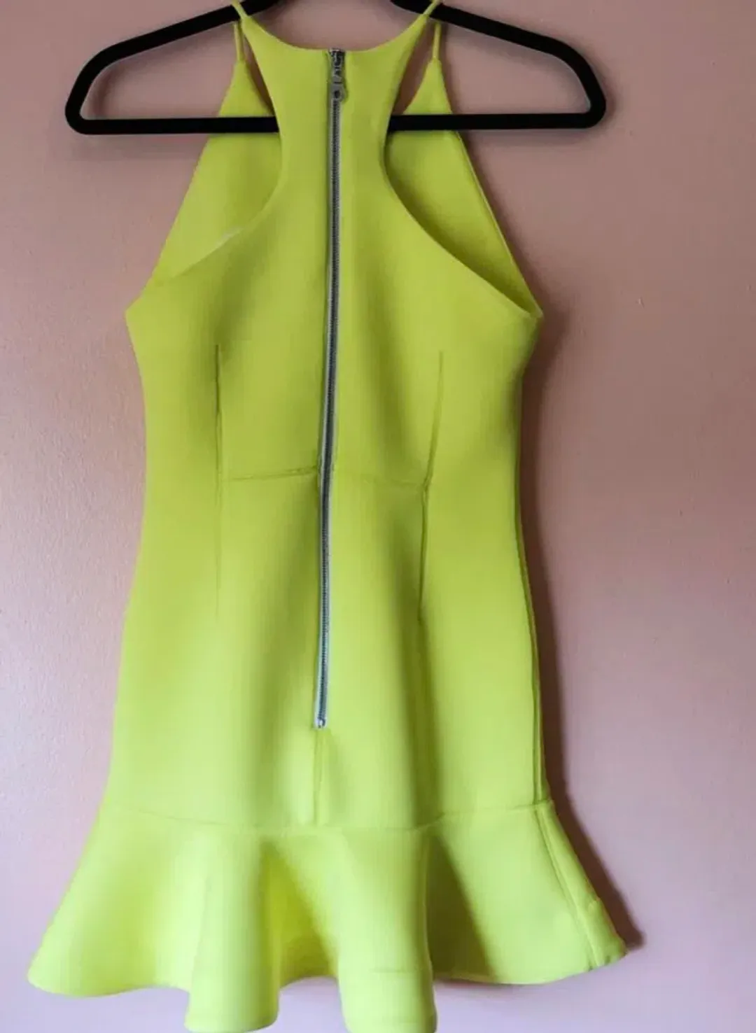 Shakuhachi Neon Yellow Neoprene Mini Dress Size  6 for rent on The Volte - main image