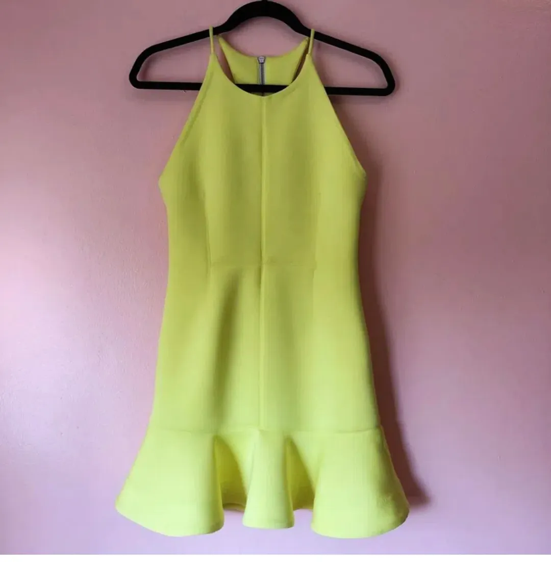 Shakuhachi Neon Yellow Neoprene Mini Dress Size  6 for rent on The Volte - main image