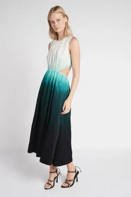 AJE Cosmos Cut Out Midi Dress Teal Ombre Size 12 for rent on The Volte - image 3