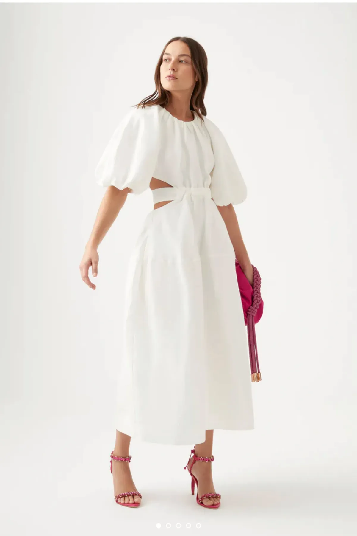 Aje Mimosa Cut Out Midi Dress White Size 8  for rent on The Volte - main image