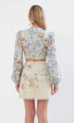 Sonya Moda Botanica Linen Cutout Dress Floral Size 0/Au 6 for rent on The Volte - image 4