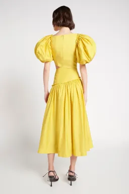 Aje Chateau Cut Out Midi Dress Sun Shower Yellow Size 10  for rent on The Volte - image 3