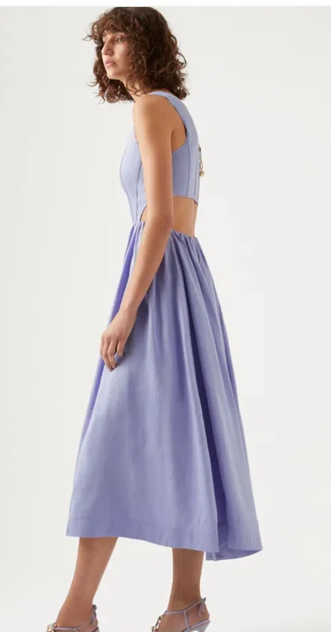 Aje Virginie Cut Out Midi Dress Purple Size 12 / L for rent on The Volte - main image