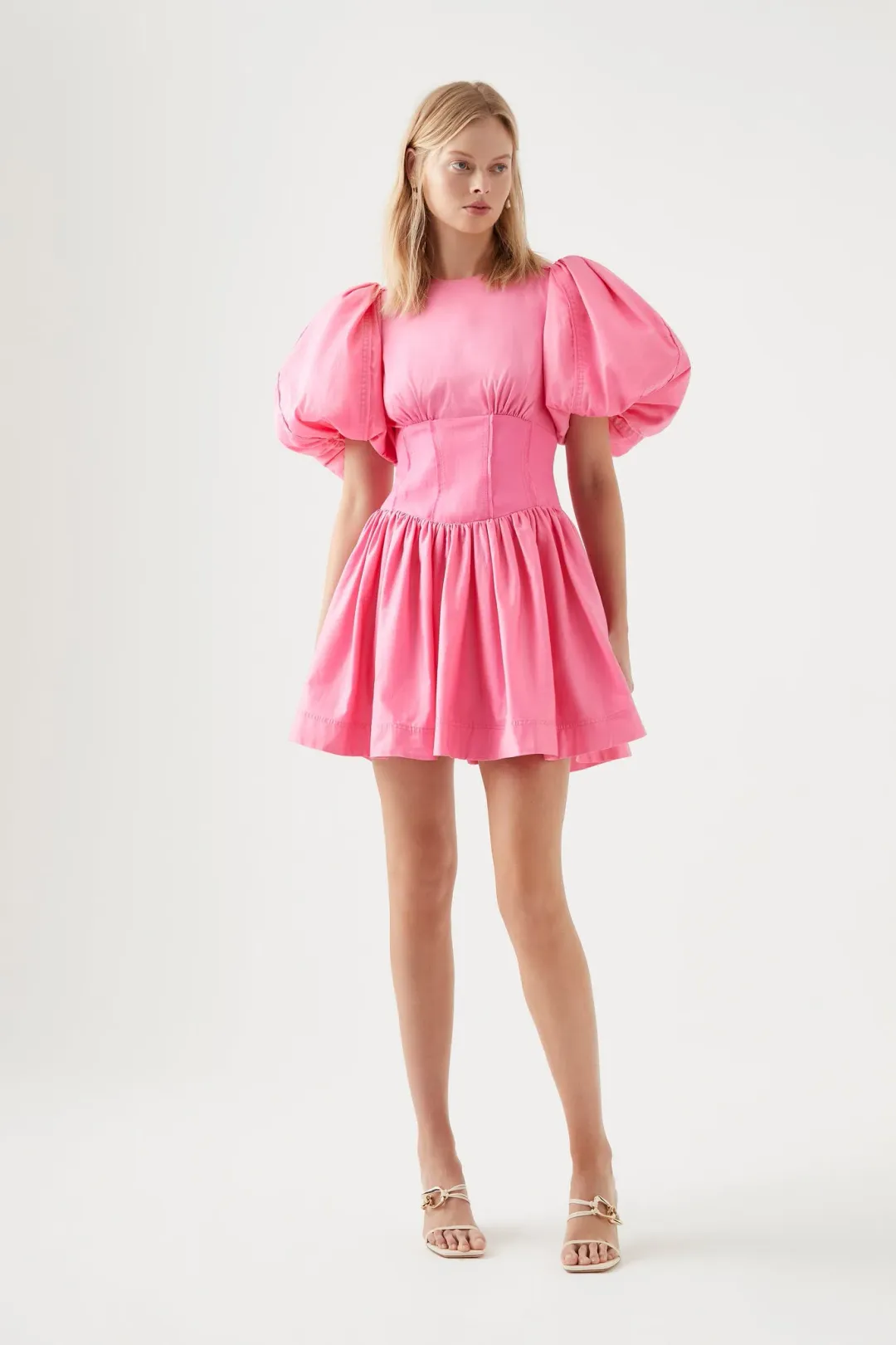 Aje Gianna Puff Sleeve Mini Dress Pink Size 8 / S for rent on The Volte - main image