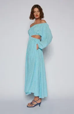 Scanlan Theodore Gingham Cut Out Dress in Blue Size 6 for rent on The Volte - image 4