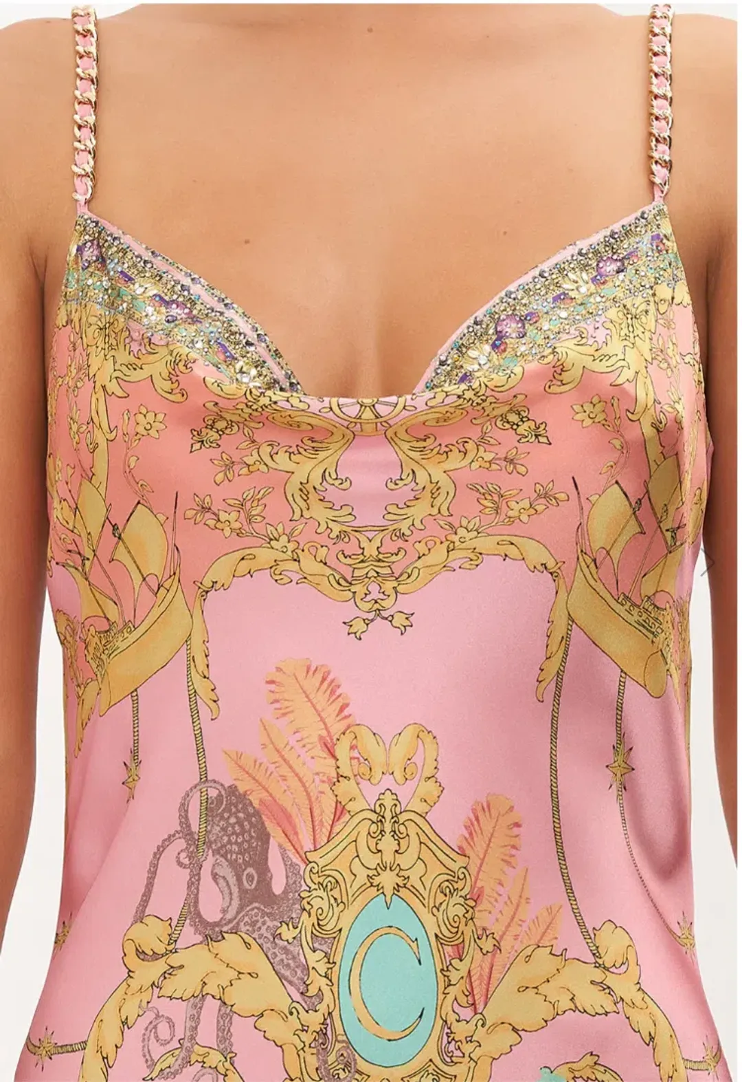 Camilla Mermaid Hotel Slip Dress Print Size XL/Au 16 for rent on The Volte - main image