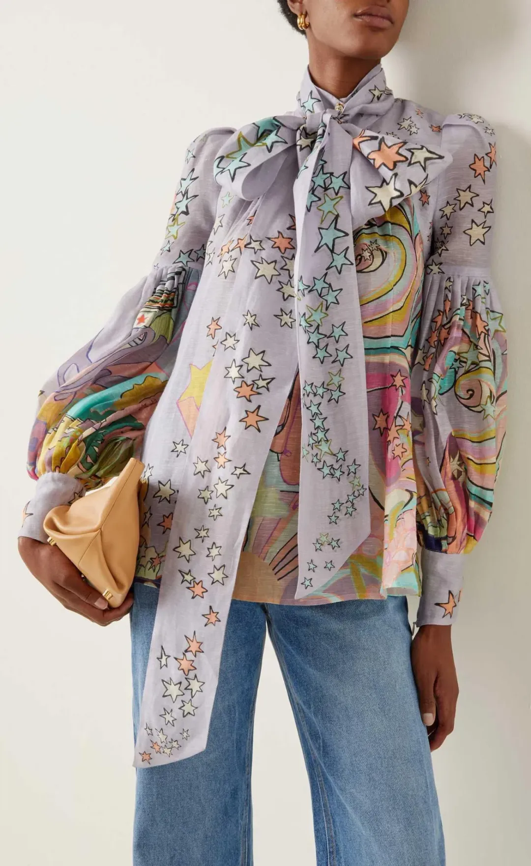 Zimmermann Concert Necktie Blouse Print Size 1/Au 10 for rent on The Volte - main image