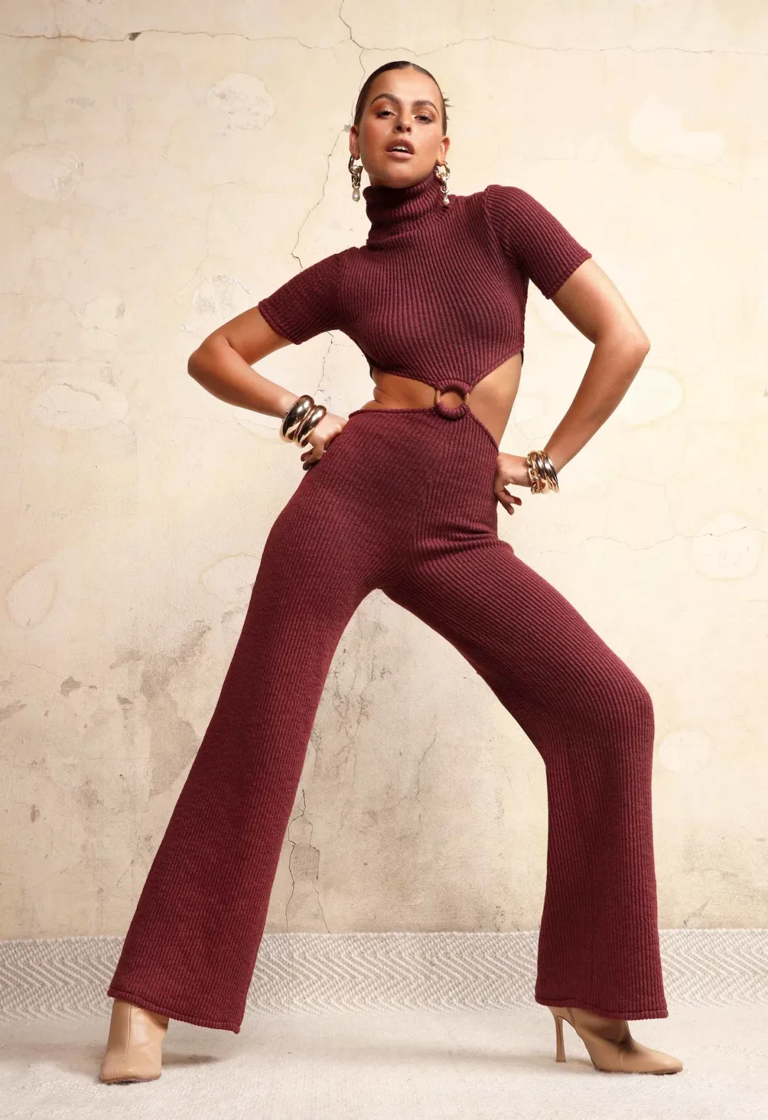 Arcina Ori Lexi Jumpsuit in Wine Size S / AU 8 for rent on The Volte - main image