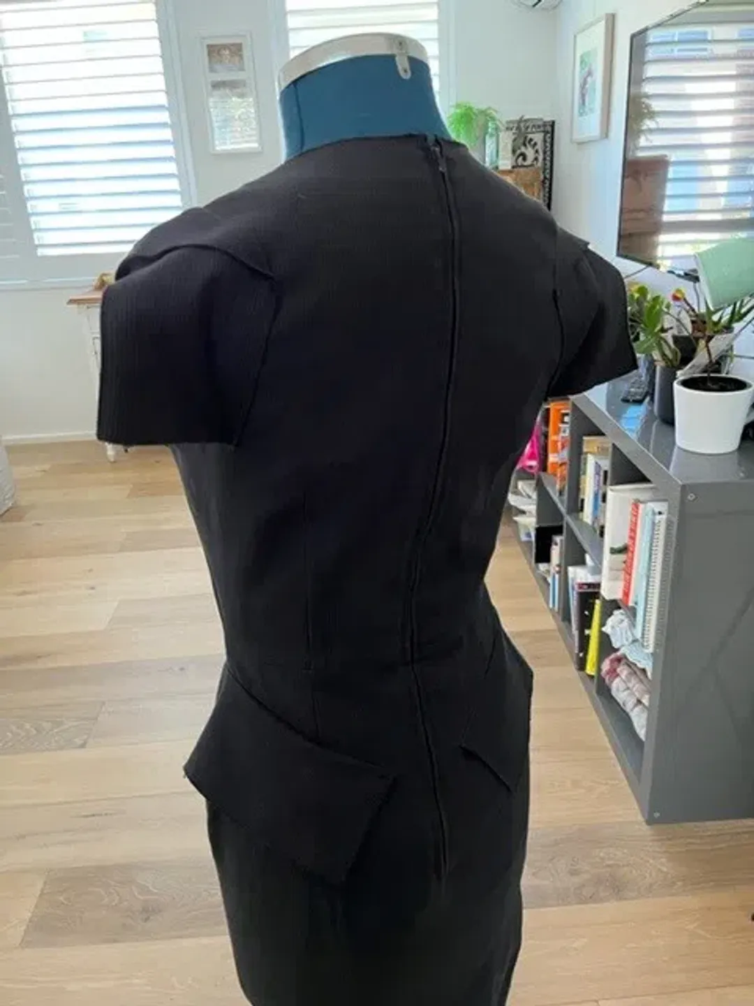 Roland Mouret Galaxy wiggle dress size UK 14 black stripe cottpn/lycra  for rent on The Volte - main image