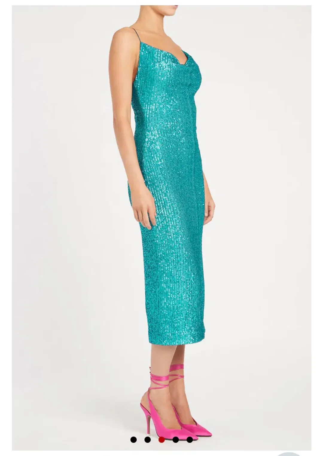 Rebecca Vallance Missing Hours Midi Dress Turquoise Size 8 for rent on The Volte - main image