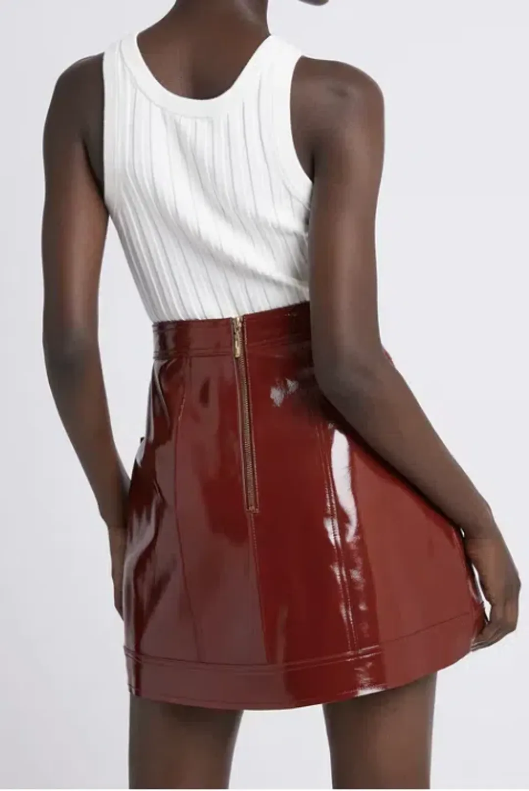 Aje Promenade Leather Pocket Skirt Russet Brown Size 10  for rent on The Volte - main image