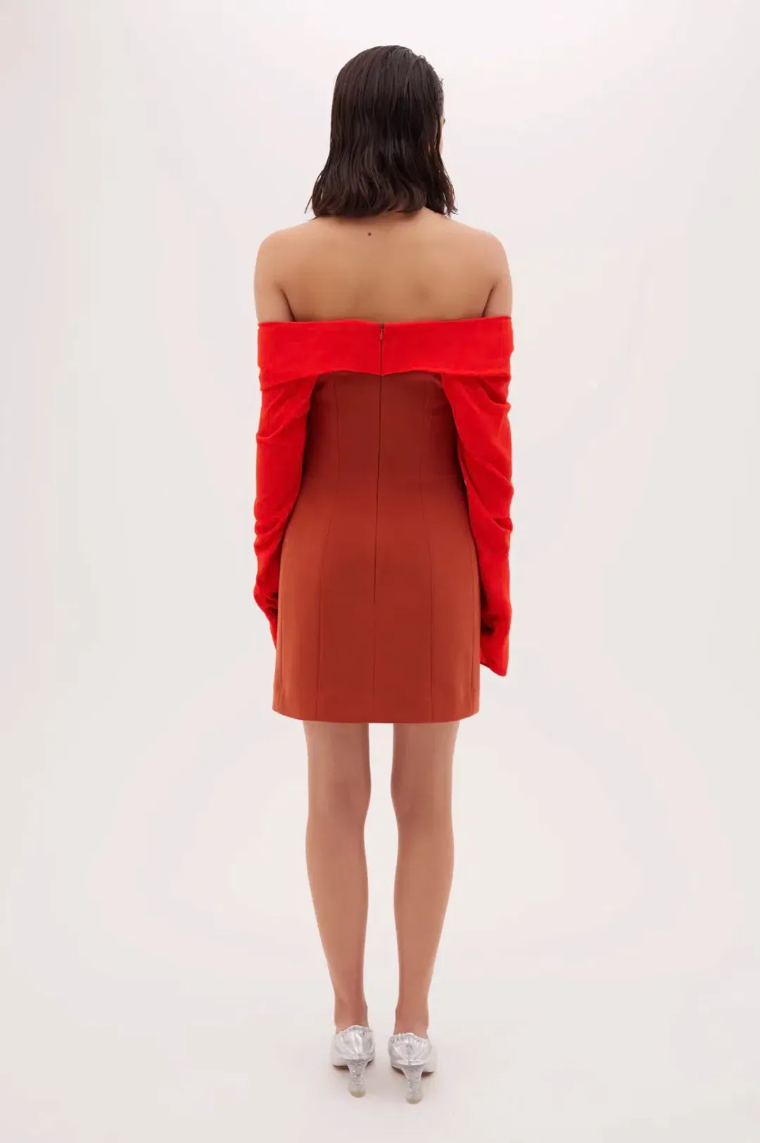 Bianca Spender Crepe Jean Dress Brick Red Size  12 for rent on The Volte - main image